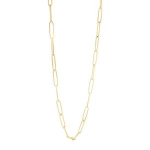 paperclip chain link necklace shown in 14k yellow gold 18 inch chain