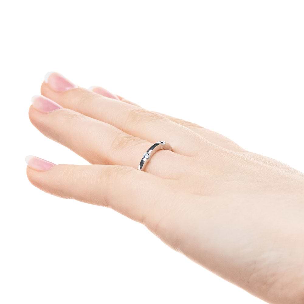 Cirrus Wedding Band in 14K white gold with 0.35ctw to 0.40ctw accenting round cut recycled diamonds | Cirrus Wedding Band 14K white gold accenting round cut recycled diamonds