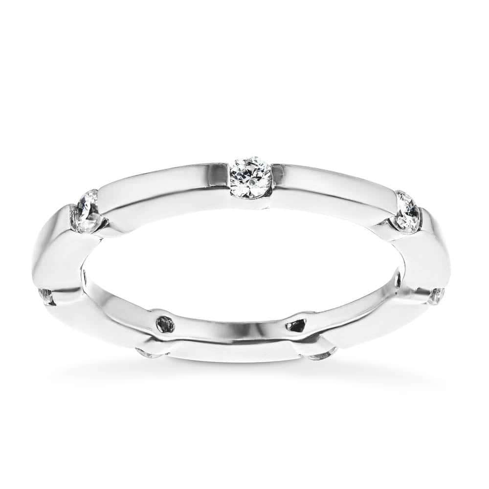 Cirrus Wedding Band in 14K white gold with 0.35ctw to 0.40ctw accenting round cut recycled diamonds 