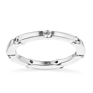  Cirrus Wedding Band 14K white gold accenting round cut recycled diamonds