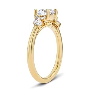 lab grown diamond accented engagement ring with lab grown diamond center stone set in 14k yellow gold recycled metal