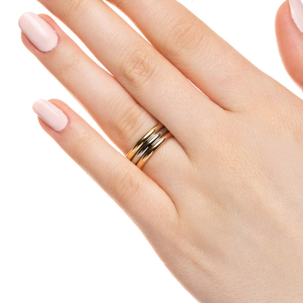 Wedding Band in 2mm recycled 14K yellow gold, 14K white gold, and 14K rose gold 
