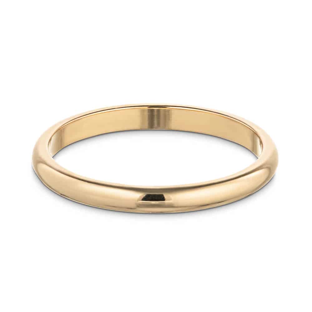 Shown with a 2mm width in recycled 14K yellow gold | classic wedding band with a 2mm width cast in recycled 14K yellow gold