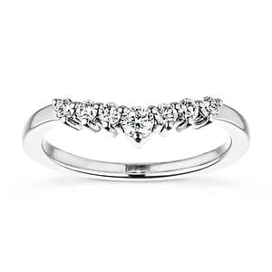  Curved diamond accented wedding band in recycled 14K white gold made to fit the Cordelia Engagement ring