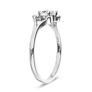 Sea turtle engagement ring with 1ct oval cut lab grown diamond in 14k white gold shown from side