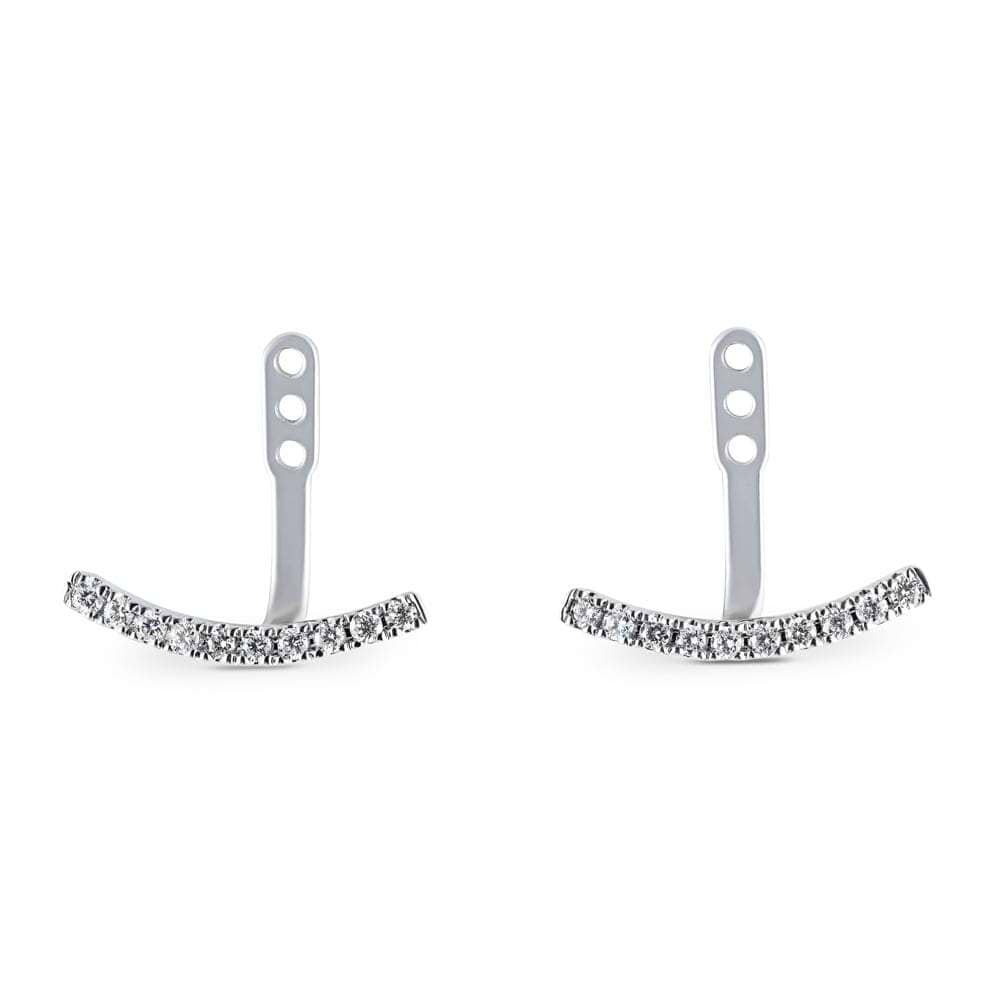 Curved Bar Earring Jackets set with 0.20ctw lab grown diamonds in 14K White Gold | Curved Bar Earring Jackets 0.20ctw lab grown diamonds 14K White Gold