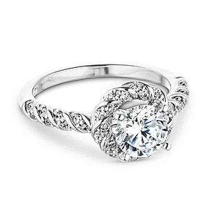  engagement ring diamond accented halo and band 1.0ct round cut lab-grown diamond in recycled 14k white gold