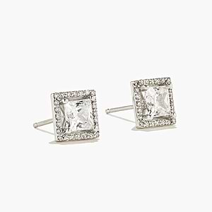 1.0ctw Princess Diamond Hybrid® Diamond Halo Stud Earrings (RTS)