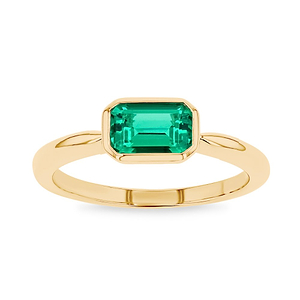 Bezel Set Emerald Pinky Ring