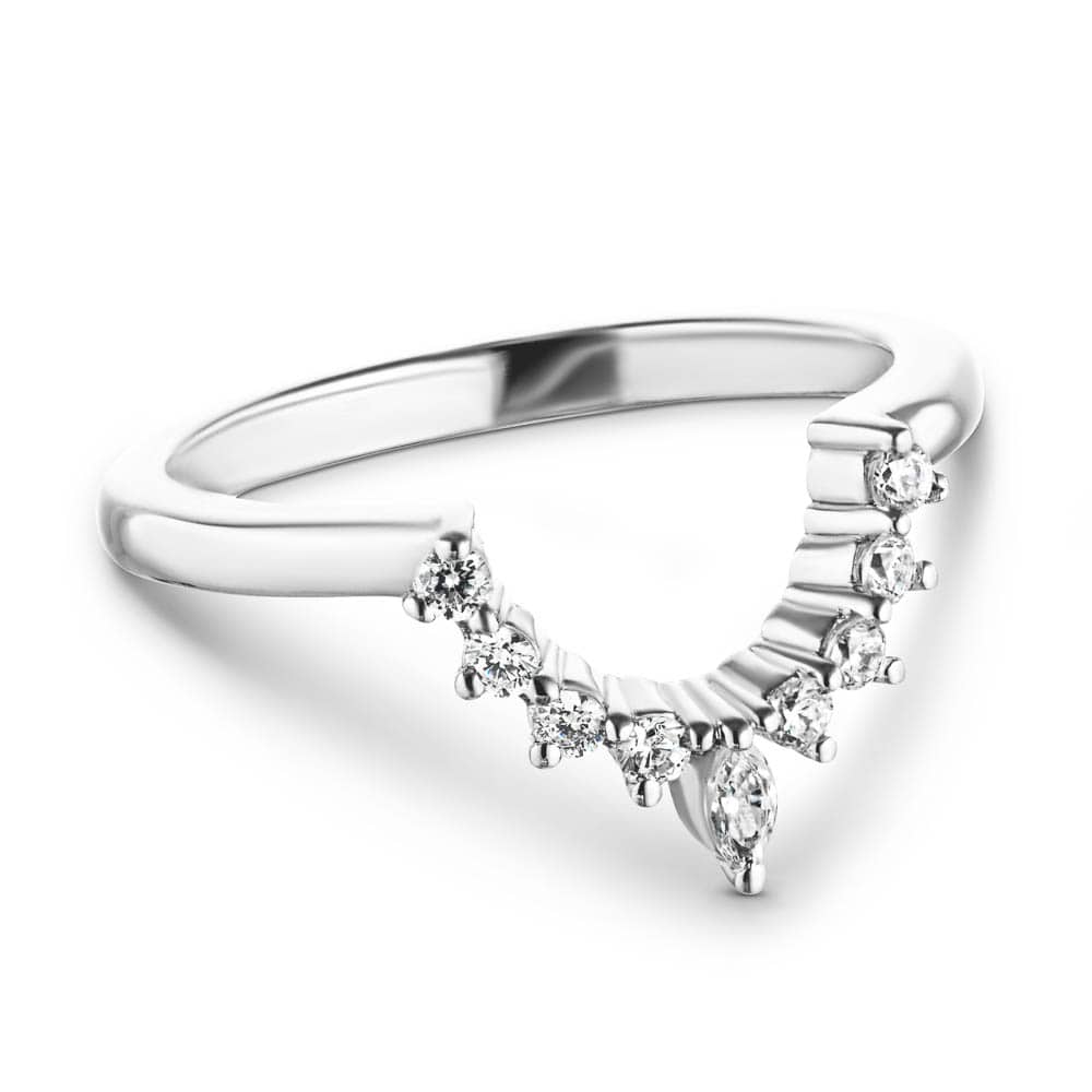 Estelle Wedding Band with recycled diamonds in recycled 14K white gold | Estelle Wedding Band recycled diamonds recycled 14K white gold