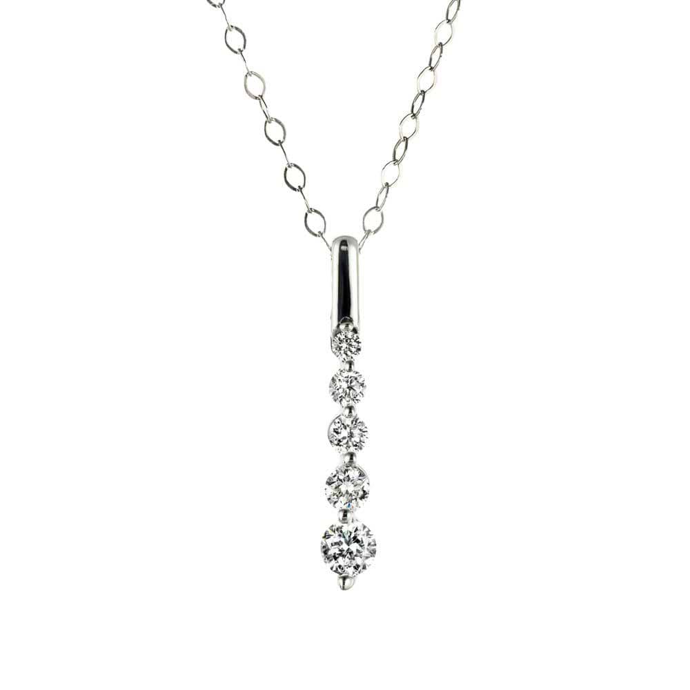 Five Stone Vertical Necklace in 14K white gold 