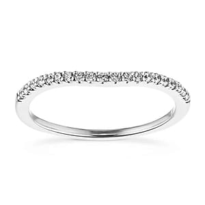  Curved diamond accented wedding band in recycled 14K white gold to fit frost Engagement ring