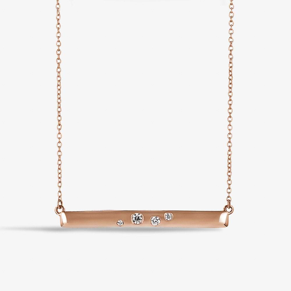 Galaxy Bar Necklace in 14K rose gold | galaxy inspired necklace with recycled diamonds gold