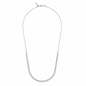 Beautiful half tennis necklace with 3ctw prong set round cut lab grown diamonds in 14k white gold 18 inches in length
