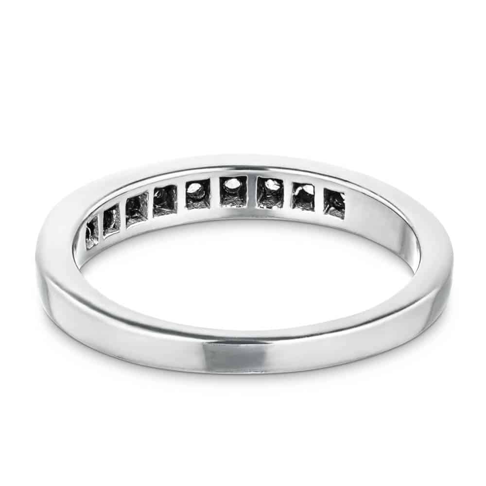 Diamond accented wedding band in recycled 14K white gold 