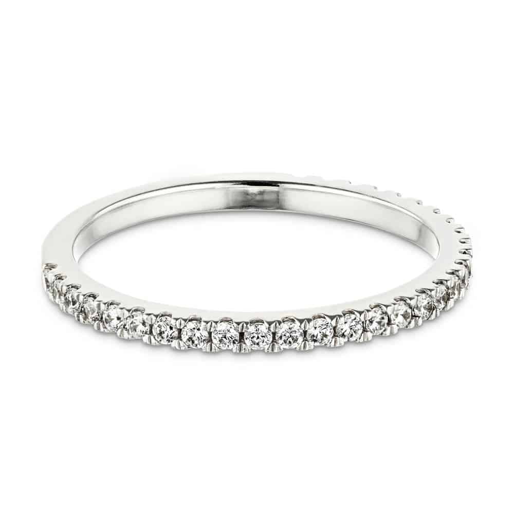 Diamond accented wedding band in recycled 14K white gold | Diamond accented wedding band in recycled 14K white gold