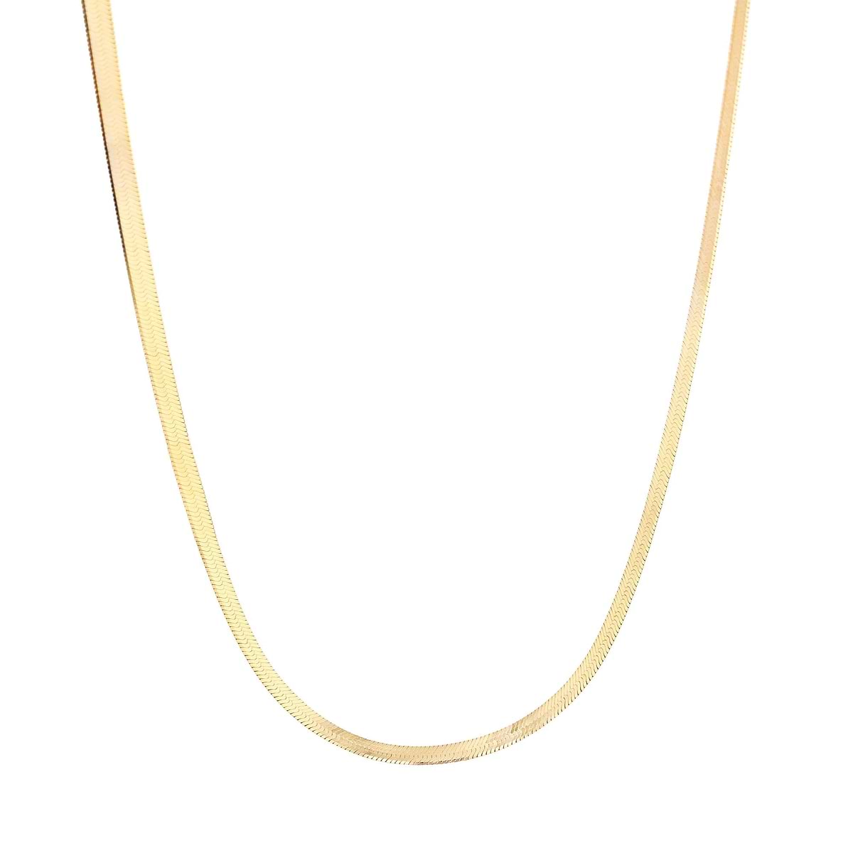 Herringbone Necklace 16in in 14K Yellow Gold