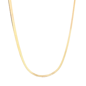 herringbone necklace in 14k yellow gold metal on 16 inch chain