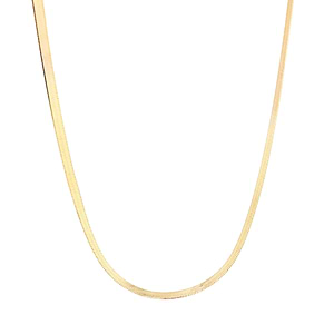 herringbone necklace in 14k yellow gold metal on 16 inch chain