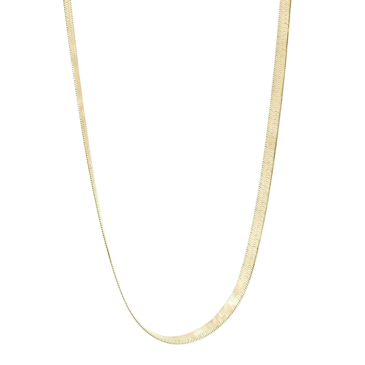 Herringbone Necklace 16in in 14K Yellow Gold