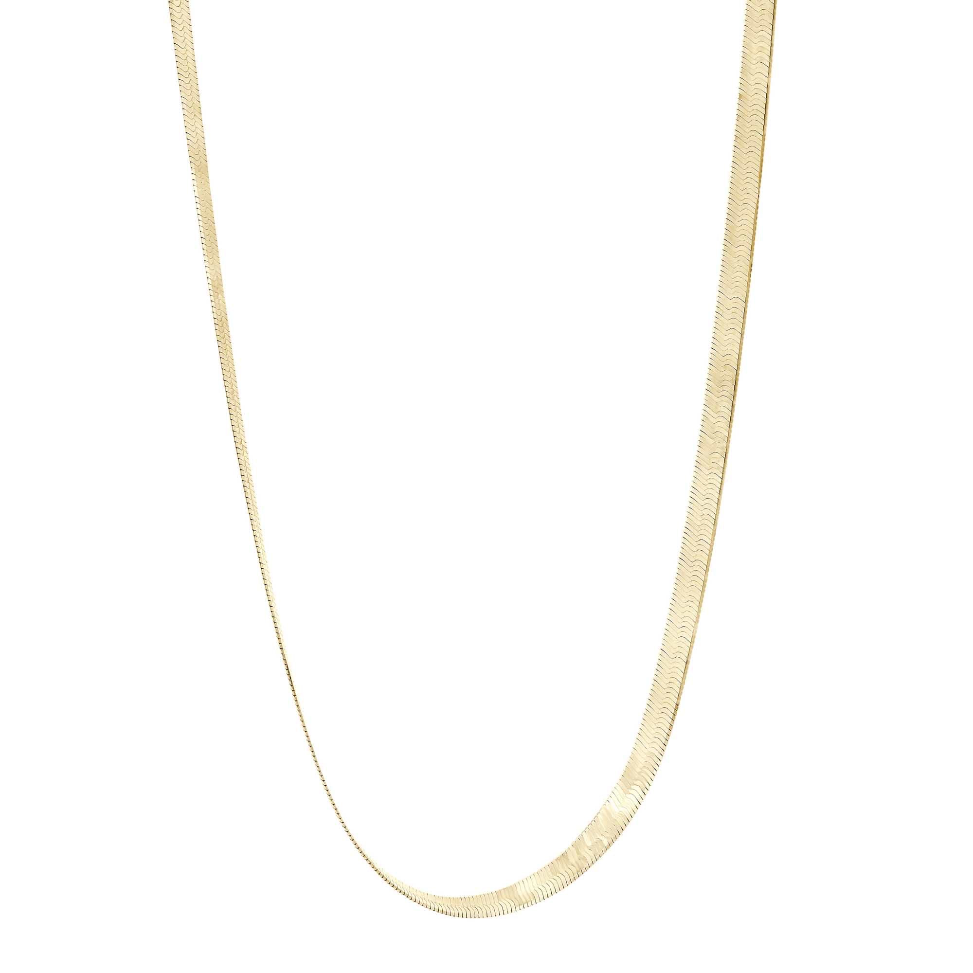 Herringbone Necklace 16in in 14K Yellow Gold|herringbone necklace in 14k yellow gold metal on 16 inch chain