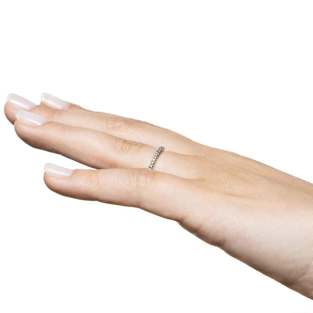 Idyllic diamond accented band in recycled 14K white gold 