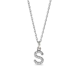 S Initial pendant in 14 carat white gold embedded with  lab grown diamonds from MiaDonna