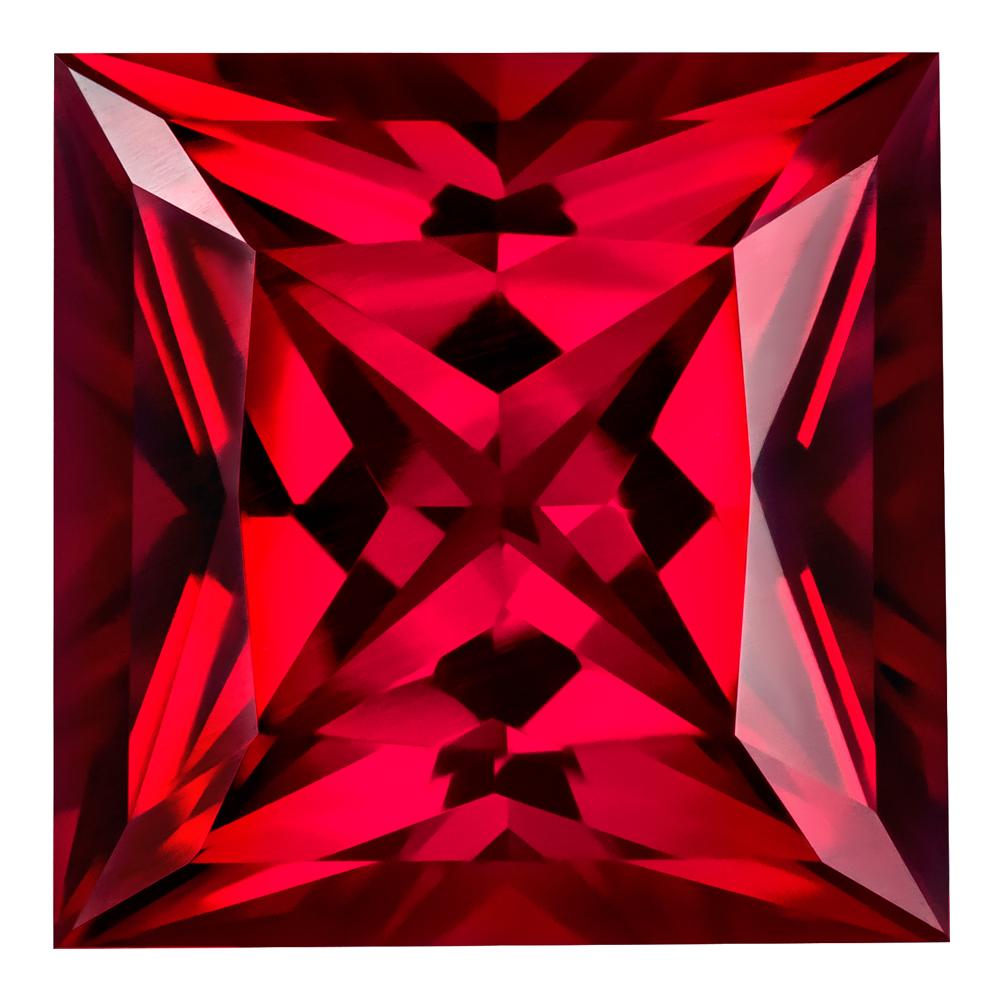 MD Fixed Princess Cut Earrings 0.5ct x 2 (4mm) - Ruby