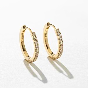 Pair of 14 millimeter yellow gold Huggie earrings