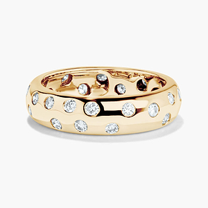 scattered diamond eternity band fashion ring in 14k yellow gold