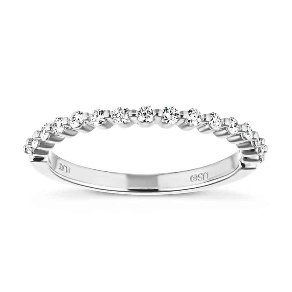 Diamond accented wedding band in recycled 14K white gold made to fit the Lilac Engagement Ring | Diamond accented wedding band in recycled 14K white gold made to fit the Lilac Engagement Ring