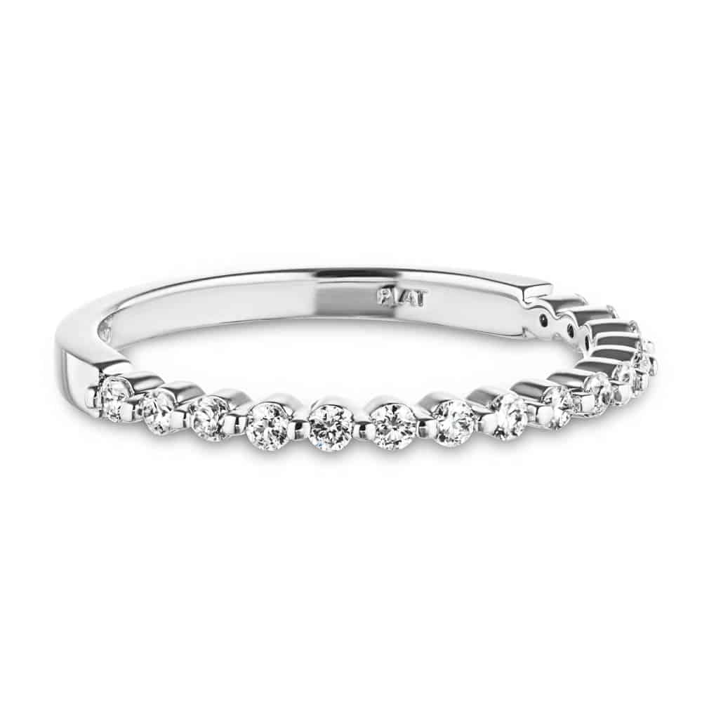 Diamond accented wedding band in recycled 14K white gold made to fit the Lilac Engagement Ring | Diamond accented wedding band in recycled 14K white gold made to fit the Lilac Engagement Ring