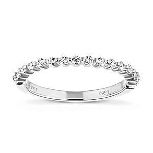  stackable wedding band diamond accented recycled 14k white gold