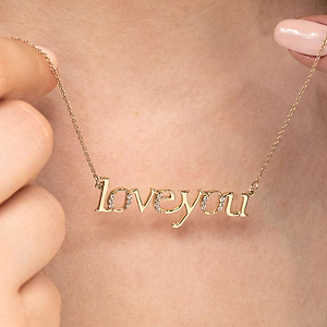  recycled diamonds love you necklace pendant gold