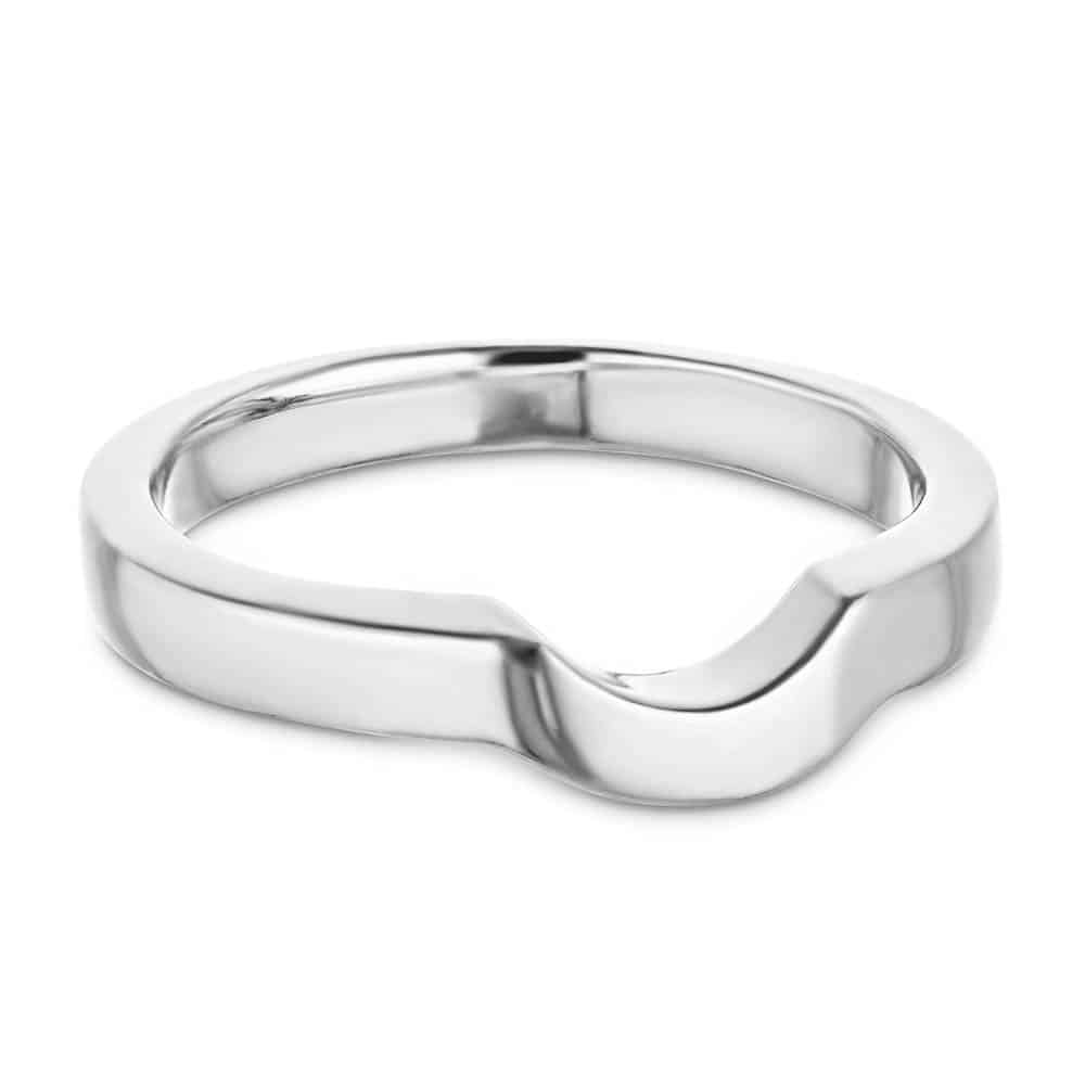 Lucy curved wedding band in recycled 14K white gold to fit the Lucy Engagement ring | Lucy curved wedding band recycled 14K white gold Lucy Engagement ring