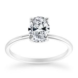 Beautiful conflict free solitaire engagement ring with 1ct oval cut lab grown diamond in 14k white gold setting