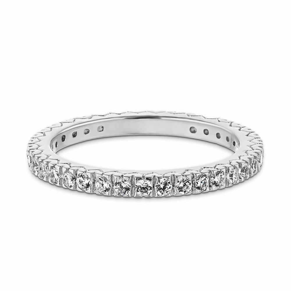 Diamond wedding band with recycled diamonds that go approximately 3/4 around the slightly squared band in recycled 14K white gold. Made to match the Marilyn Engagement ring  