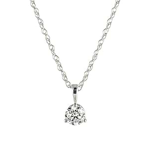  3 prong martini pendant necklace with round center stone gold