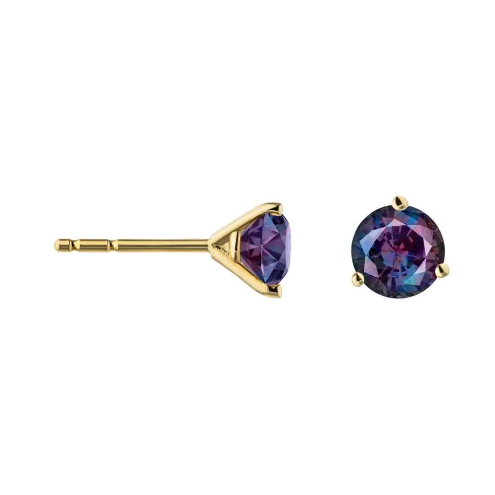 Shown here with Lab-Grown Alexandrite Gemstones set in 14K Yellow Gold