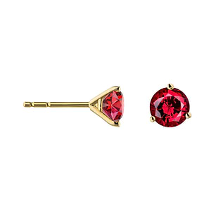 ruby lab grown gemstone stud earrings set in 14k yellow gold metal