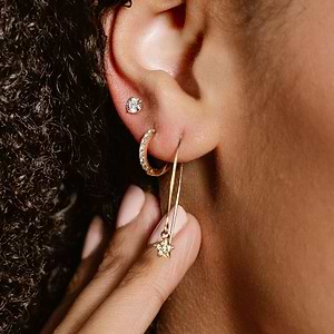 Special w/Purchase Martini Earrings - 1.0ctw Round Cut Diamond Hybrid®, 14K White Gold