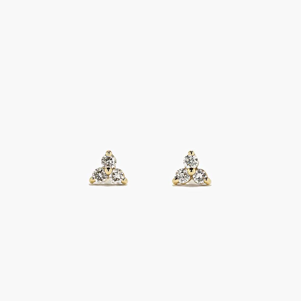 Micro Cluster Lab Grown Diamond Earrings Shown in 14K Yellow Gold|Micro cluster round cut earrings shown in 14k yellow gold metal