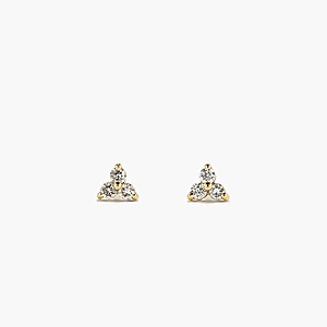 Micro cluster round cut earrings shown in 14k yellow gold metal