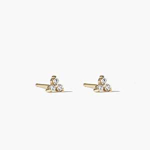 Micro cluster round cut earrings shown in 14k yellow gold metal
