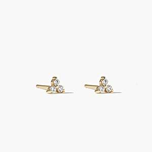 Micro cluster round cut earrings shown in 14k yellow gold metal