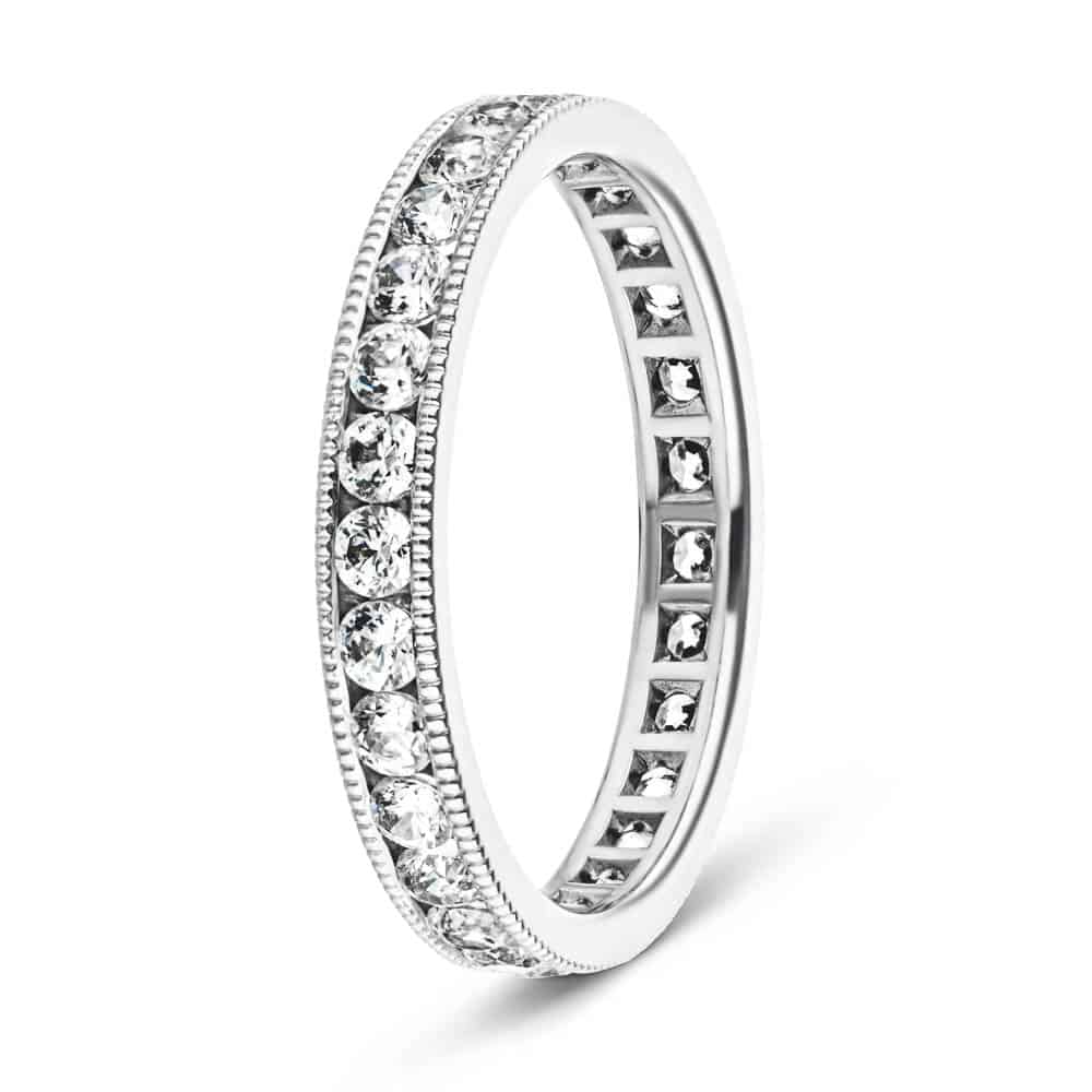 1.0ctw lab-grown diamond milgrain eternity band | Affordable Eternity Wedding Band in Lab-grown diamonds