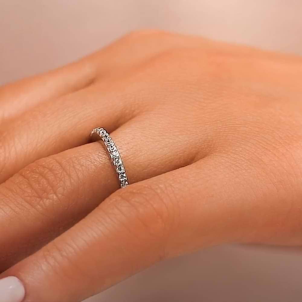 Diamond accented wedding band in recycled 14K white gold made to fit the Milky Way Engagement Ring | Diamond accented wedding band in recycled 14K white gold made to fit the Milky Way Engagement Ring
