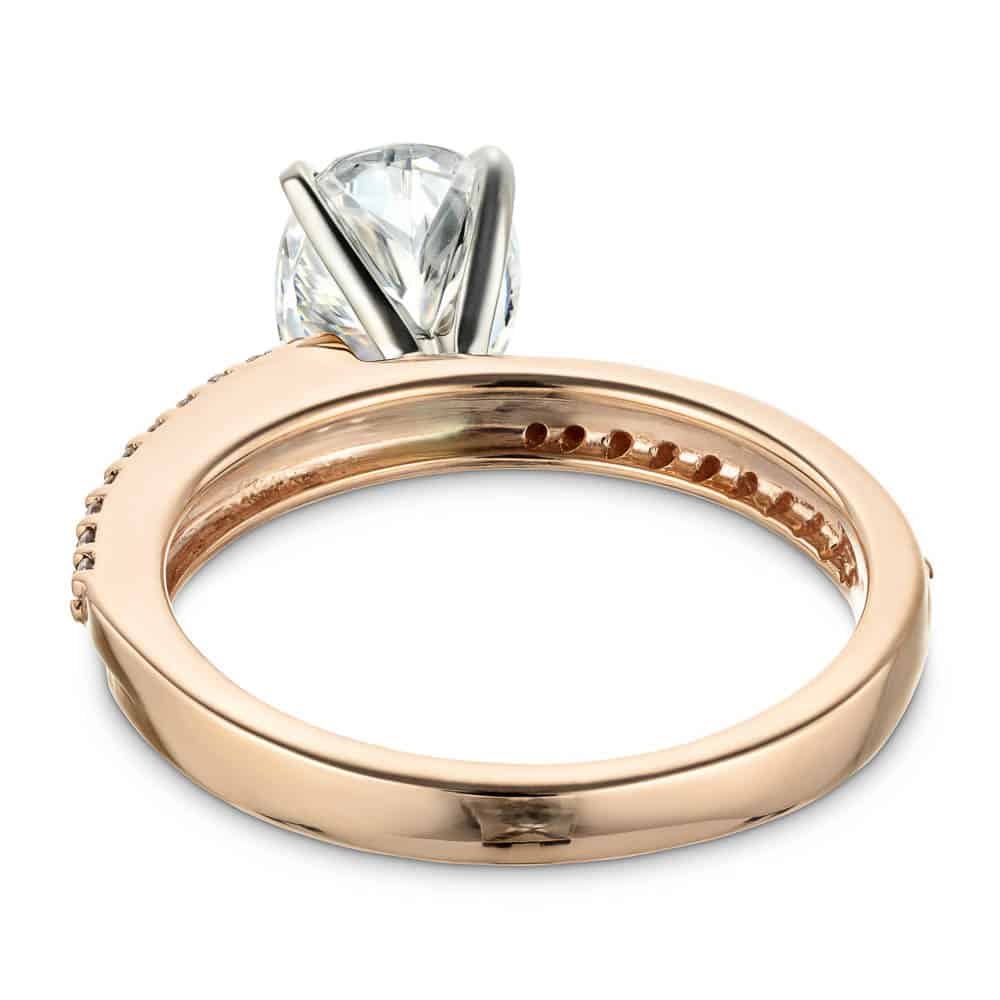 Shown with a 1.0ct Oval cut Lab-Grown Diamond with accenting diamonds on the band in recycled 14K rose gold 