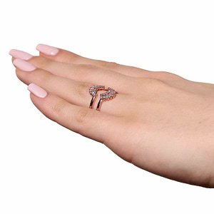 beautiful double halo ring guard with 0.50ct set in 14k rose gold