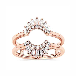 beautiful double halo ring guard with 0.50ct set in 14k rose gold